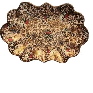 Vintage Florentine Serving Bowl Or Decorative Tray Gold Floral
